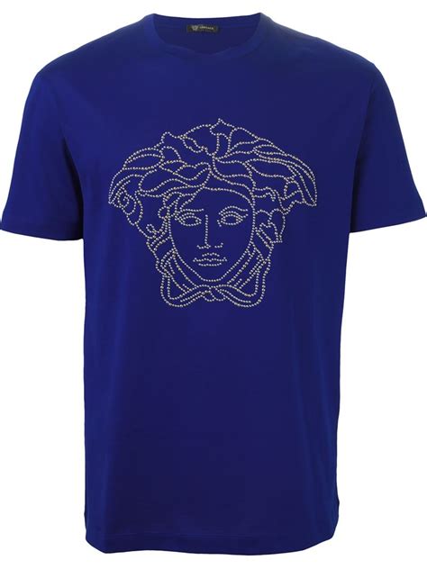 versace blue men's t shirt|Versace t shirt men price.